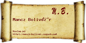 Mancz Bolivár névjegykártya